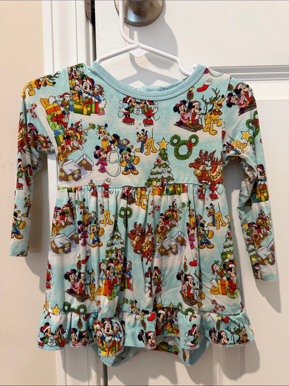 Showstoppers 12-18m Bamboo Light Blue Kids Holiday Character Long Sleeve Dress